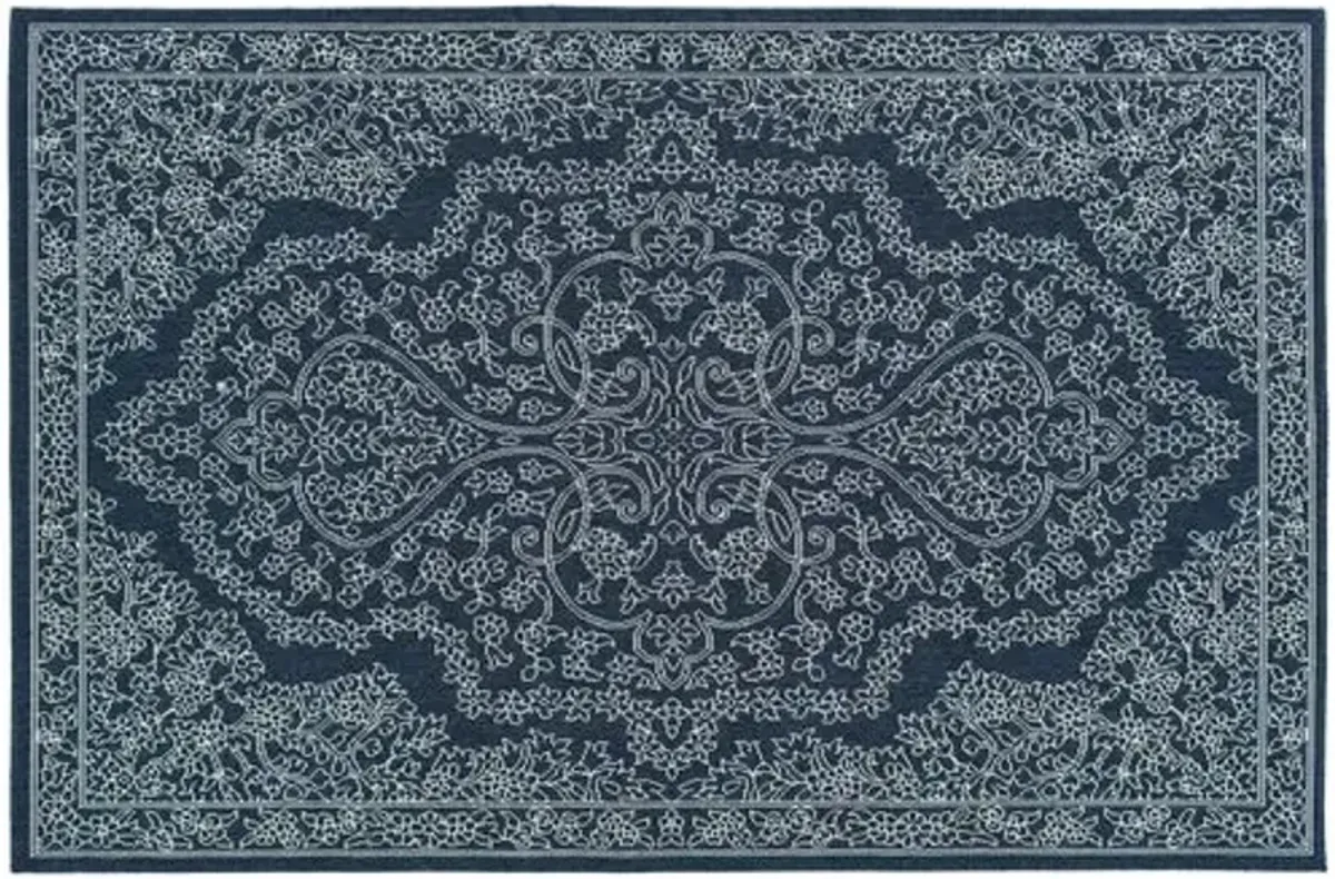 Shaili Outdoor Rug - Navy/Snow - Blue - Blue