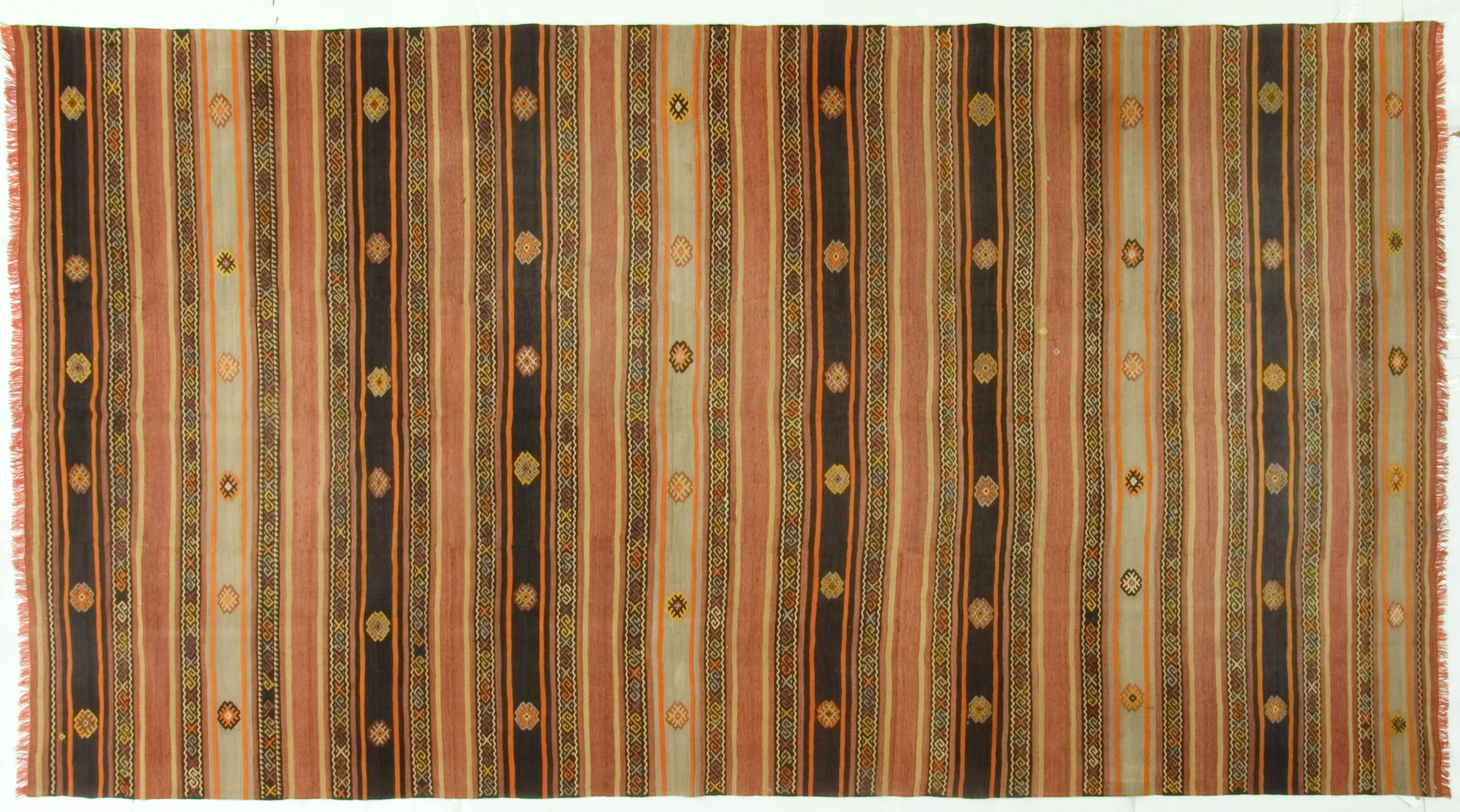 Turkish Hand Woven Kilim Rug 6'3"x11'10" - Brown - Brown