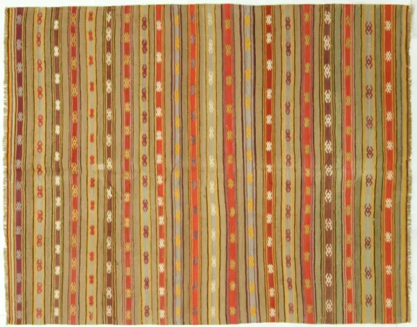 Turkish Hand Woven Kilim Rug 5'7"x6'11" - Green - Green