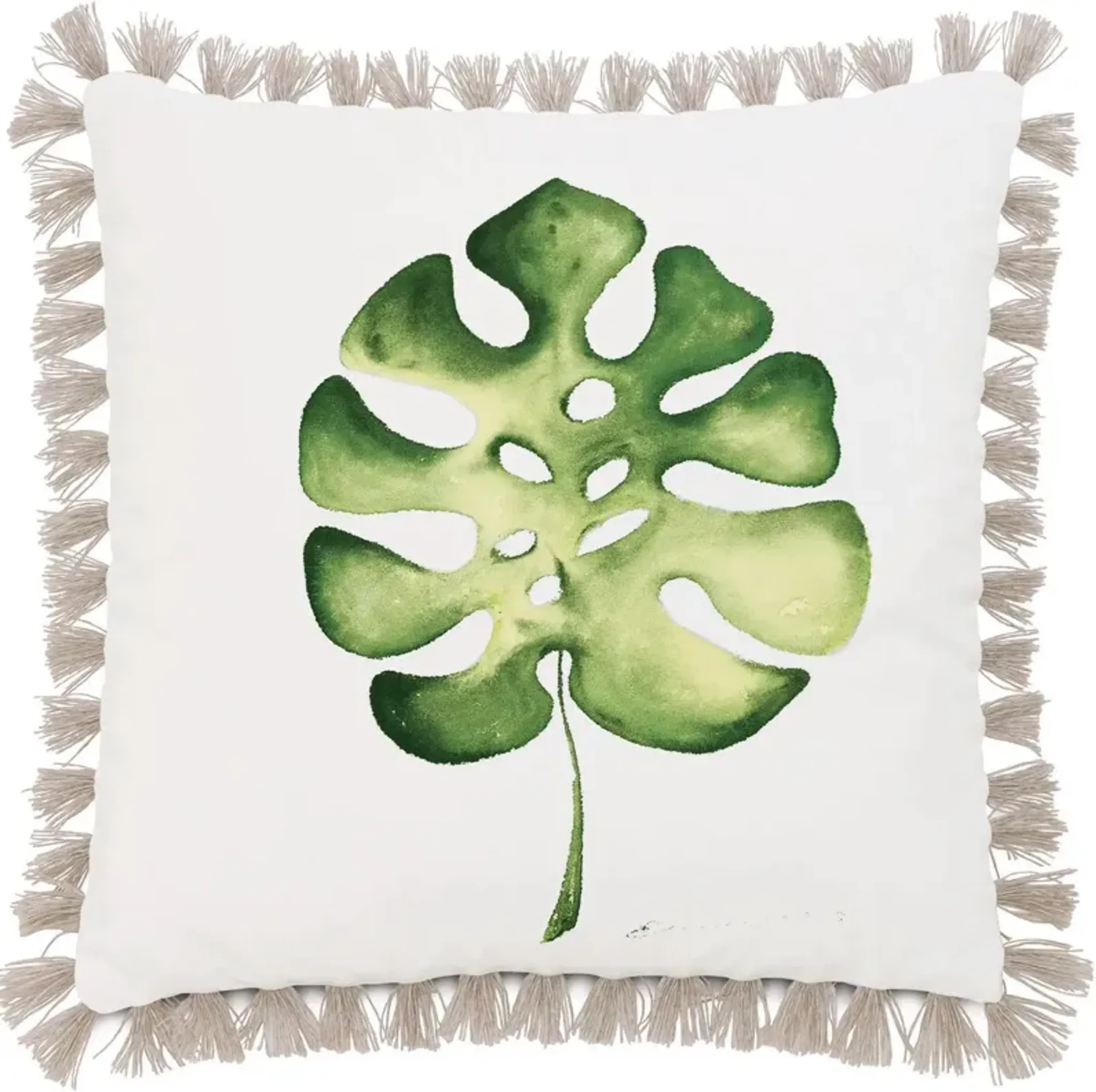Pinatte 20x20 Outdoor Pillow, Green/White | Furniture.com