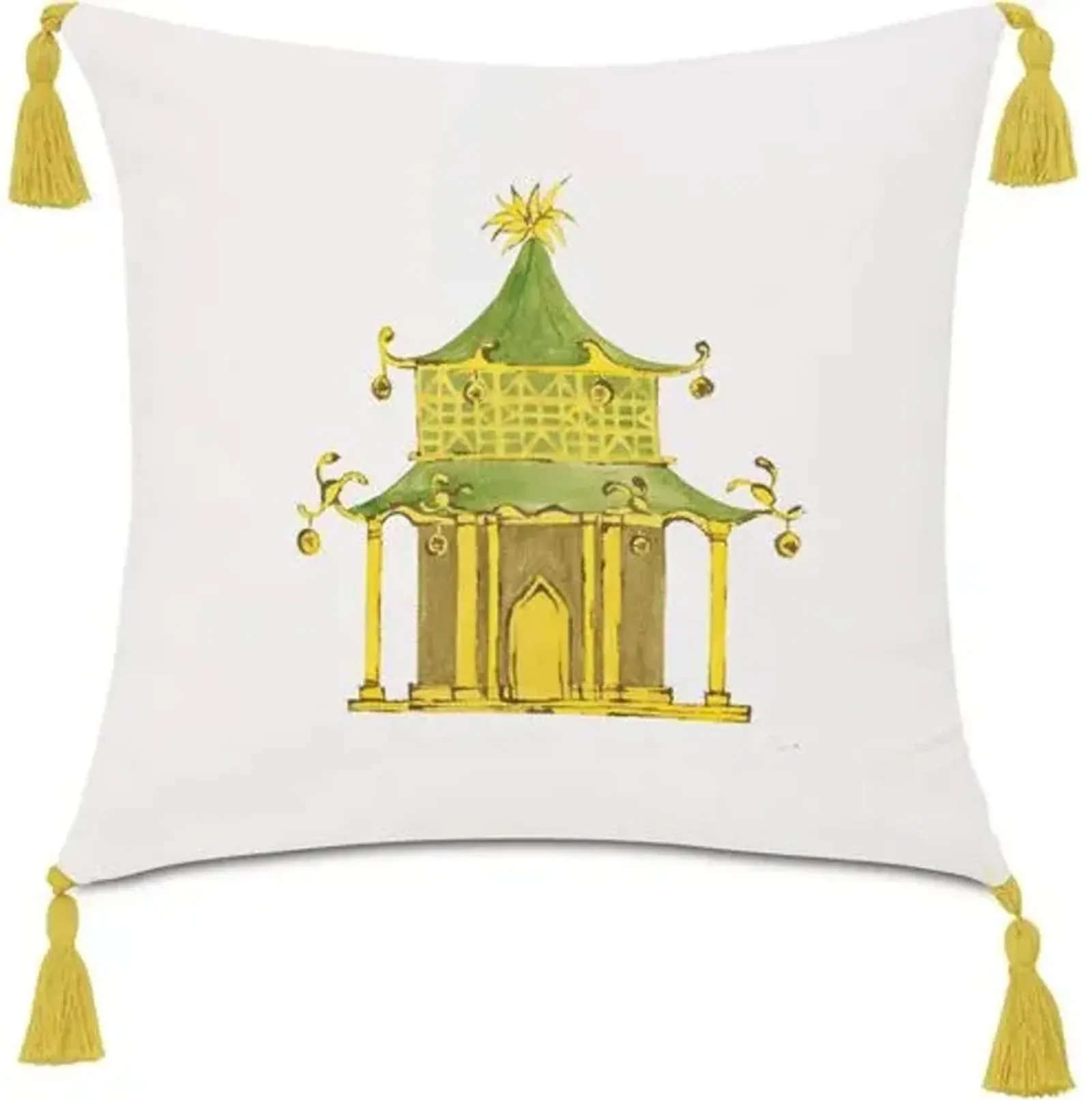 Pagoda 20x20 Outdoor Pillow - Yellow/White