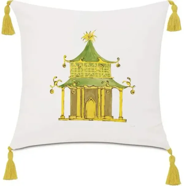 Pagoda 20x20 Outdoor Pillow - Yellow/White