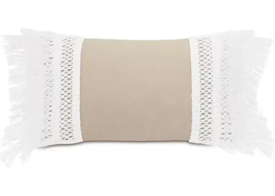 Callie 13x22 Outdoor Lumbar Pillow - Beige/White