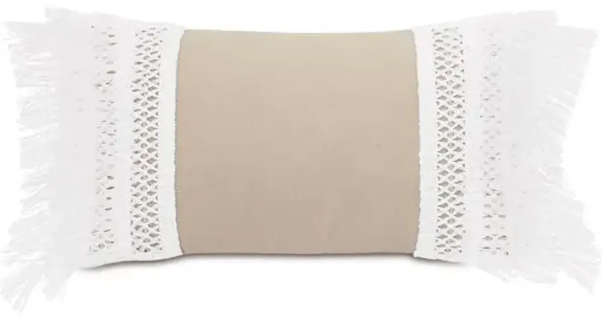 Callie 13x22 Outdoor Lumbar Pillow - Beige/White