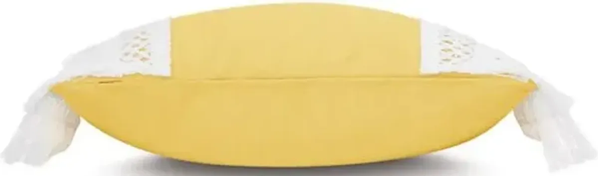 Callie 13x22 Outdoor Lumbar Pillow - Yellow/White