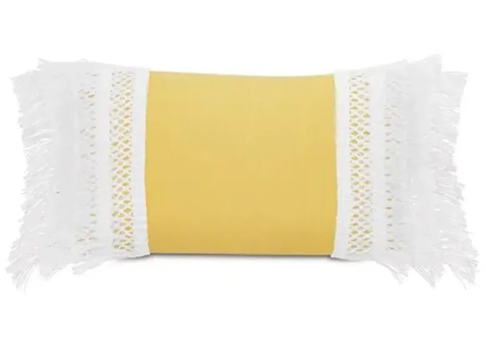 Callie 13x22 Outdoor Lumbar Pillow - Yellow/White