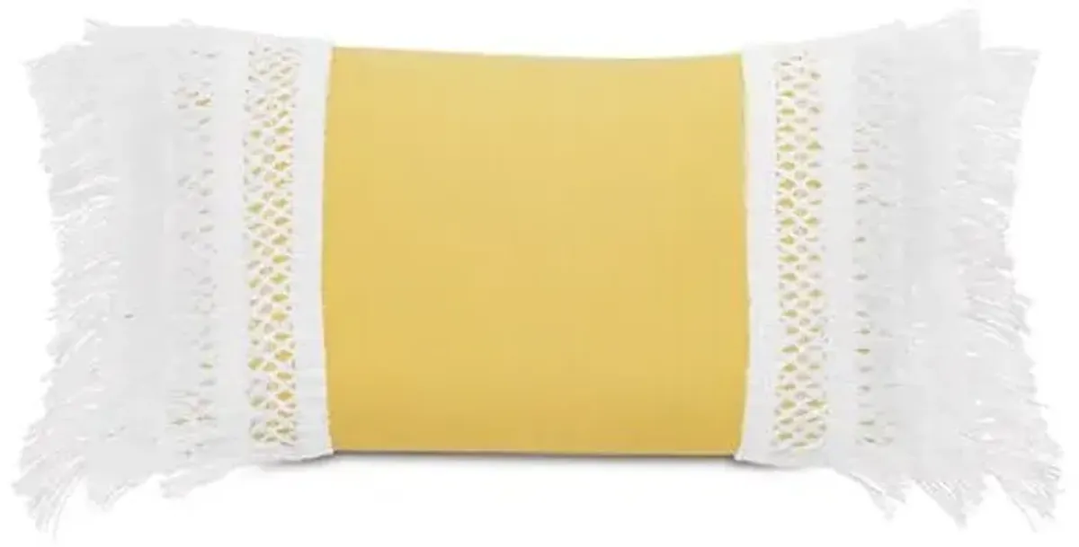 Callie 13x22 Outdoor Lumbar Pillow - Yellow/White