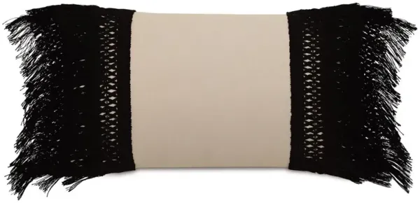 Callie 13x22 Outdoor Lumbar Pillow, Sand/Black
