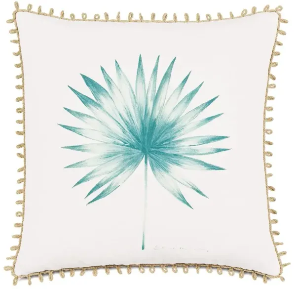 Palma 20x20 Outdoor Pillow, White/Teal