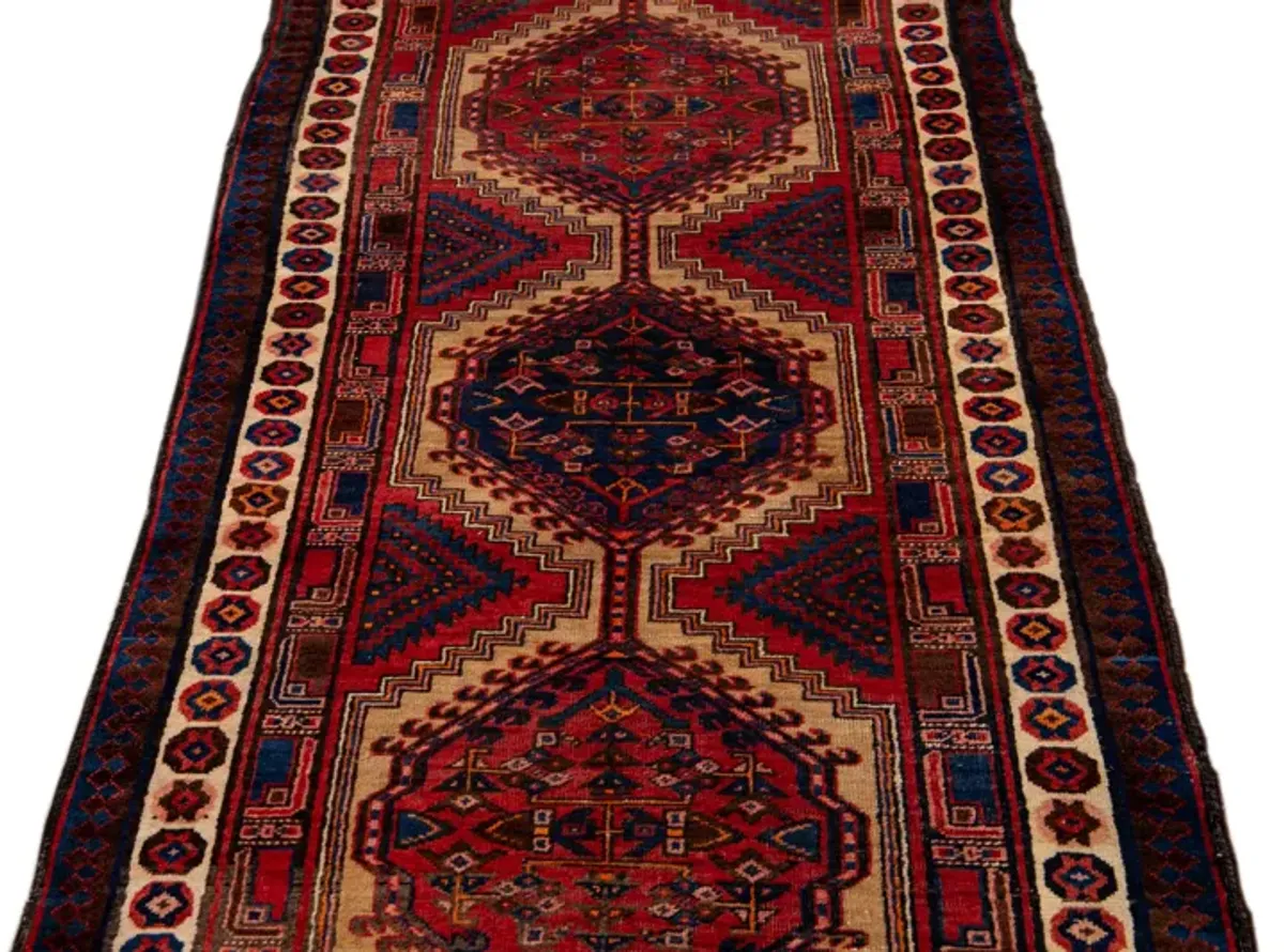 Red Vintage Heriz Handmade Wool Runner - Apadana