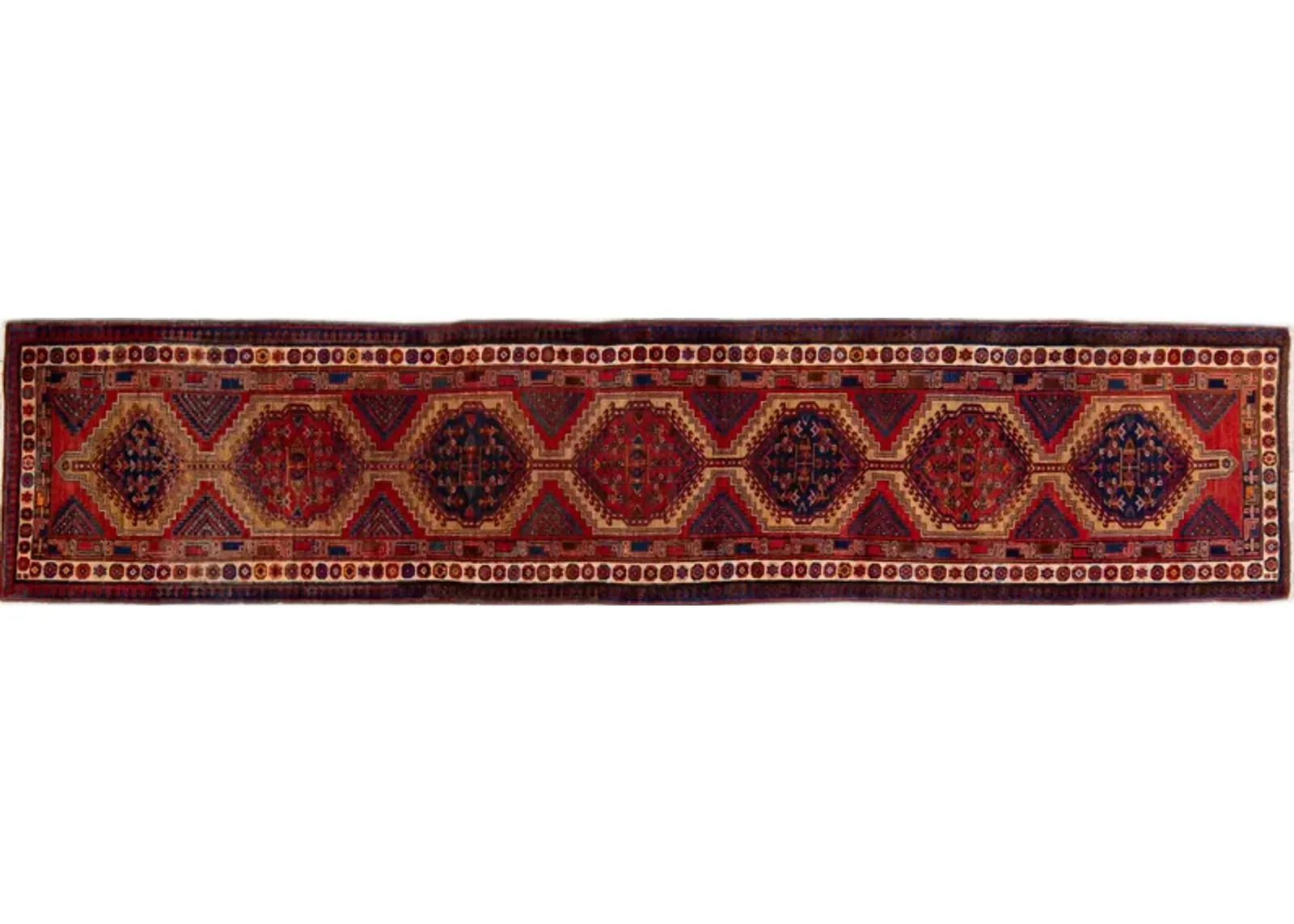 Red Vintage Heriz Handmade Wool Runner - Apadana