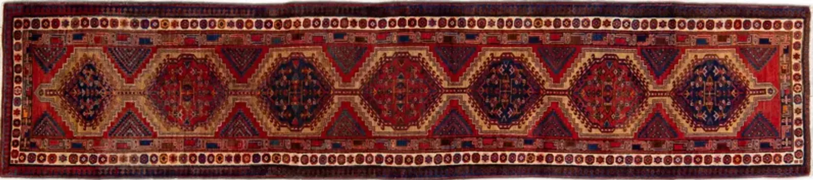 Red Vintage Heriz Handmade Wool Runner - Apadana