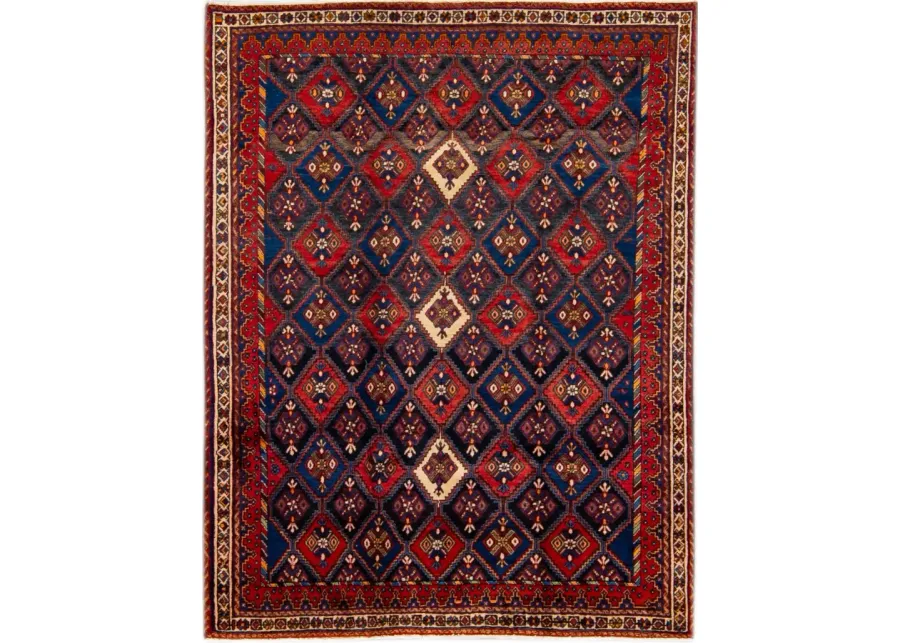 Vintage Shiraz Handmade Blue Wool Rug - Apadana - Blue