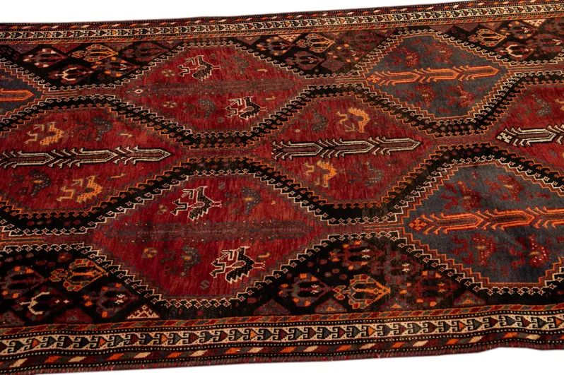 Vintage Shira Handmade Red Wool Runner - Apadana