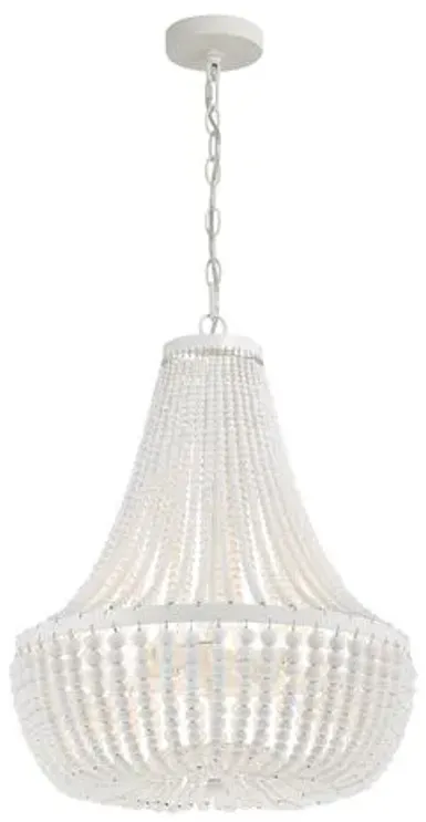 Rylee 6-Light Beaded Chandelier - Matte White - Crystorama