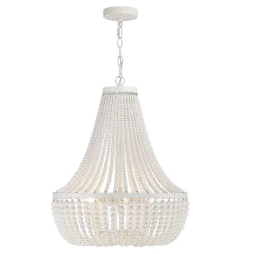 Rylee 6-Light Beaded Chandelier - Matte White - Crystorama