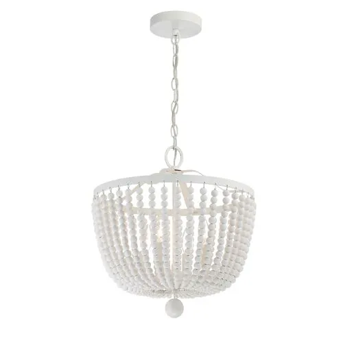 Rylee 4-Light Beaded Chandelier - Matte White - Crystorama