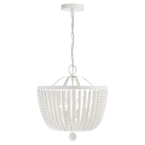 Rylee 4-Light Beaded Chandelier - Matte White - Crystorama