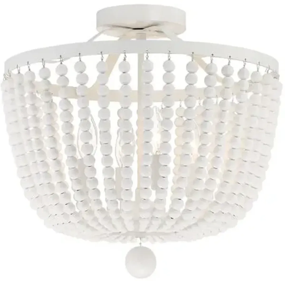 Rylee 4-Light Beaded Semi-Flush Mount - Matte White - Crystorama