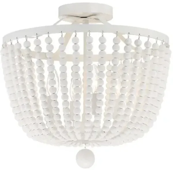 Rylee 4-Light Beaded Semi-Flush Mount - Matte White - Crystorama