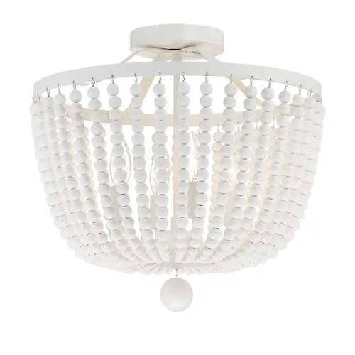 Rylee 4-Light Beaded Semi-Flush Mount - Matte White - Crystorama