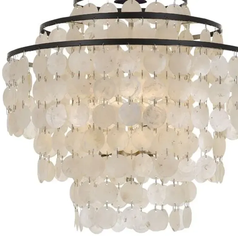 Brielle Capiz Shell 4-Light Chandelier - Dark Bronze - Crystorama - Ivory