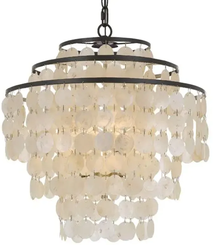 Brielle Capiz Shell 4-Light Chandelier - Dark Bronze - Crystorama - Ivory