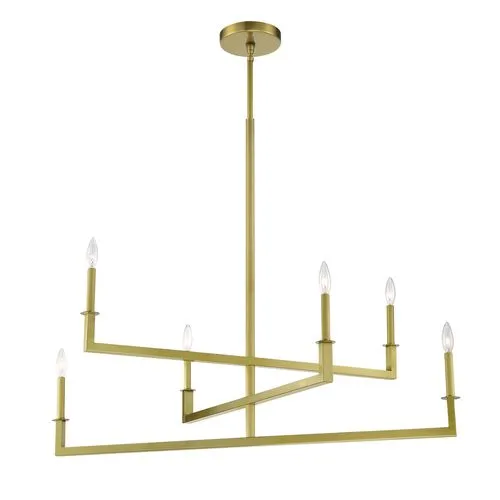 Dante 6-Light Chandelier - Aged Brass - Crystorama - Gold