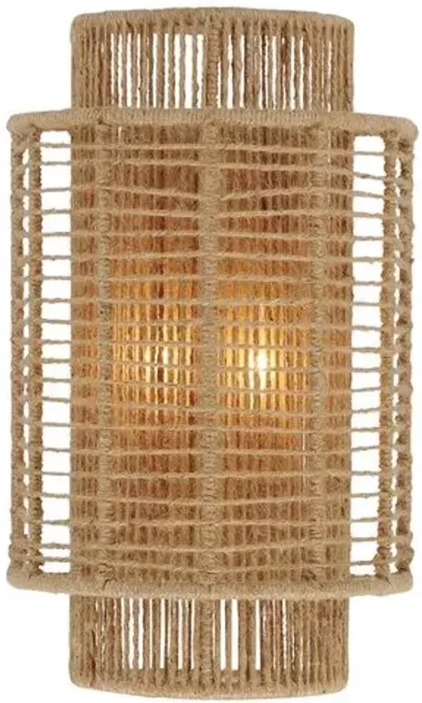 Jayna 2-Light Wall Mount - Natural Jute - Crystorama - Beige