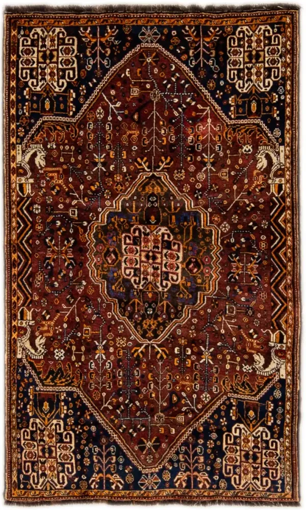 Shiraz Handmade Rust Wool Rug - Apadana - Red - Red