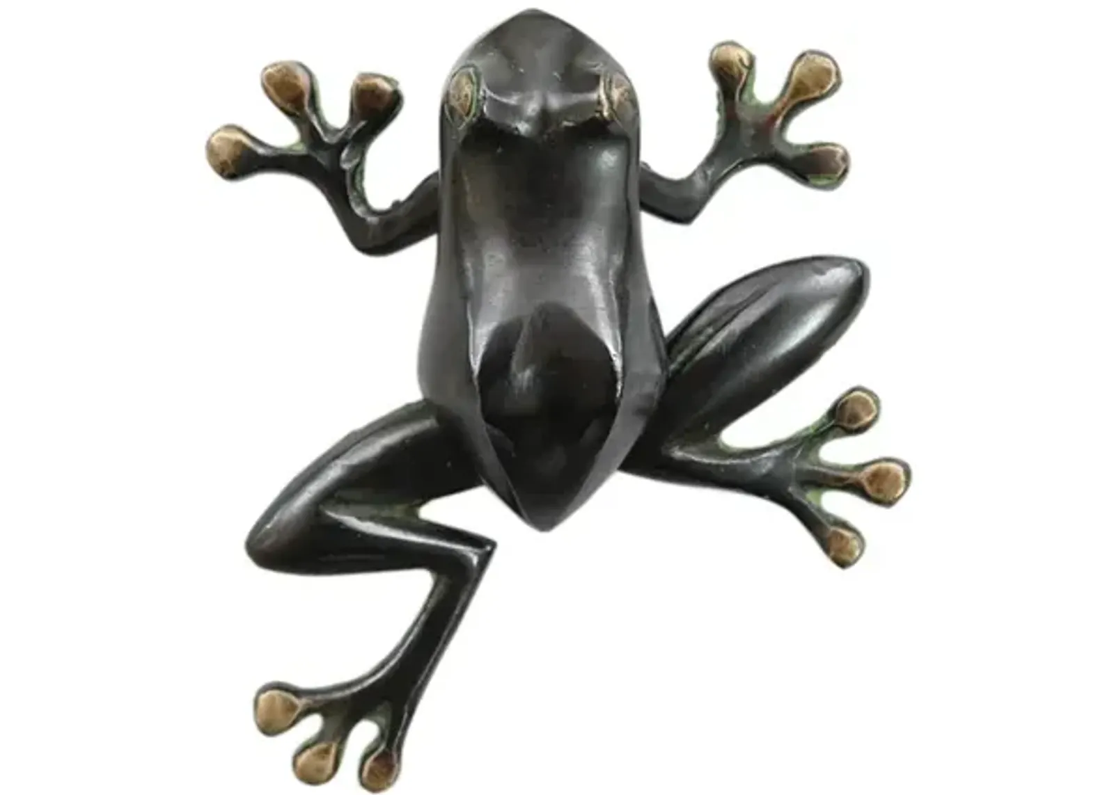 Green Brass Tree Frog Door Knocker - Interesting Things - Black