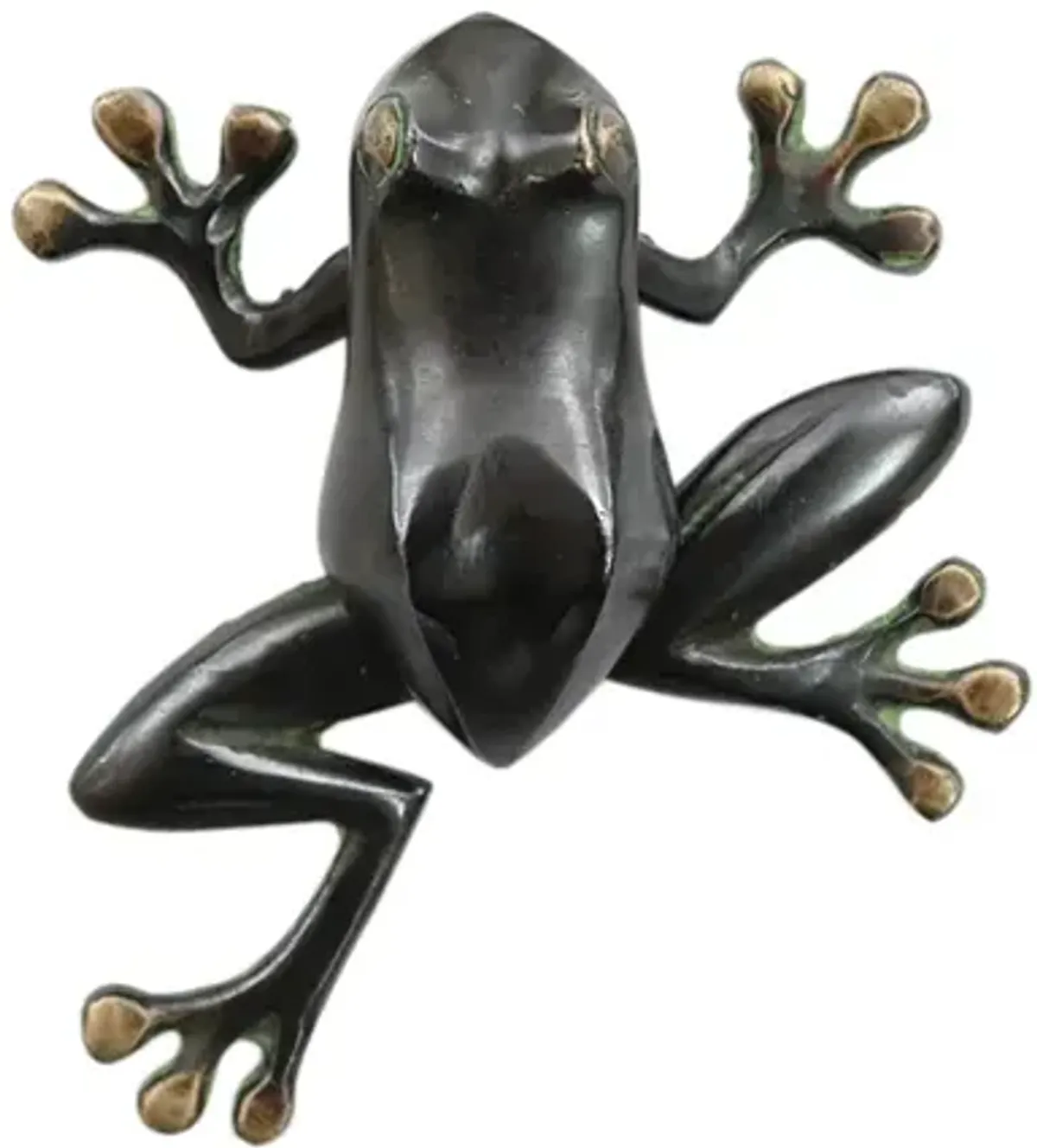 Green Brass Tree Frog Door Knocker - Interesting Things - Black