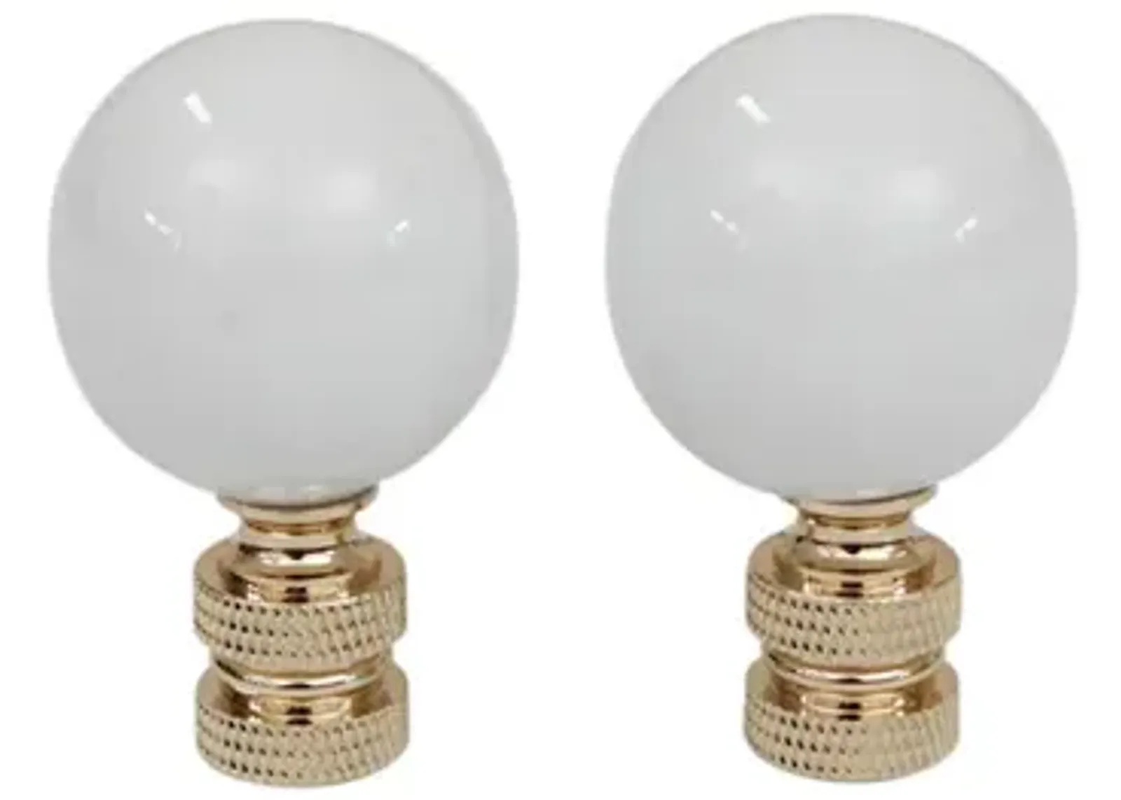 White Porcelain Ball Lamp Finials - Set of 2 By Interesting Things - Fits a standard size lamp harp