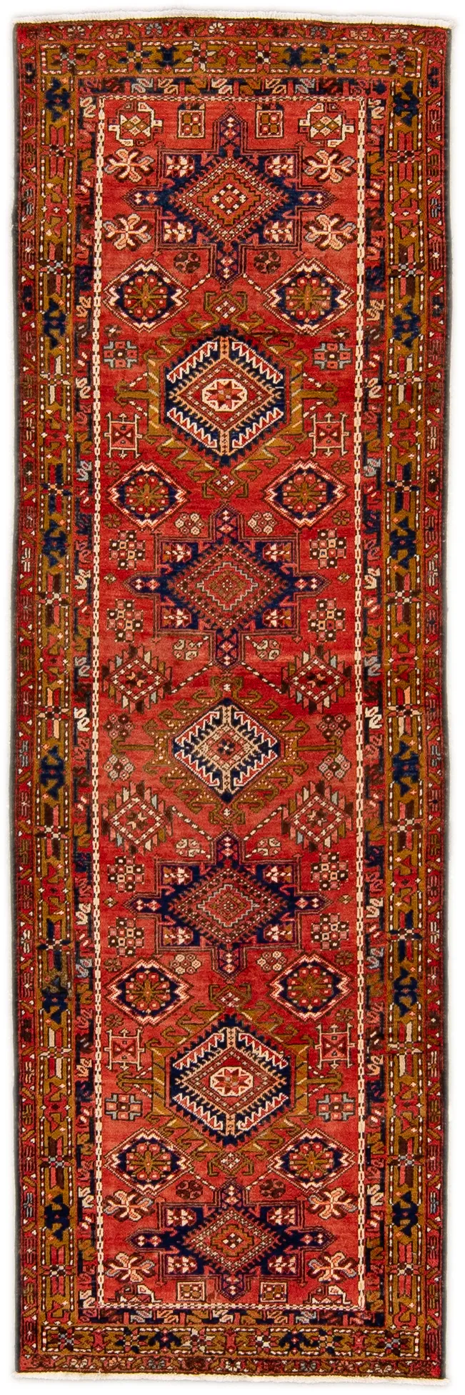 Heriz Beige Persian Wool Runner - Apadana - Red