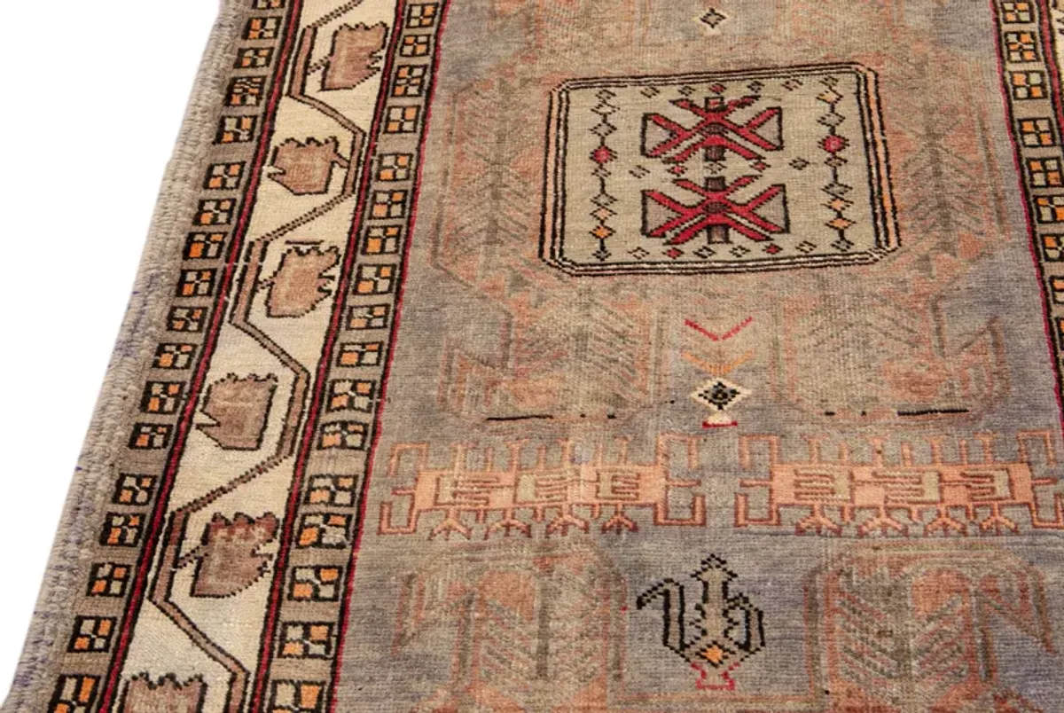 Shiraz Handmade Peach Wool Rug - Apadana - Orange - Orange