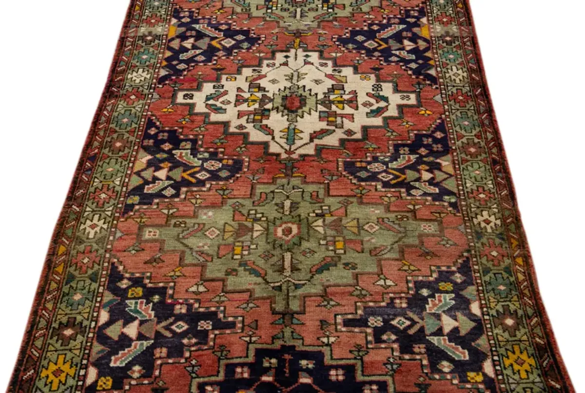 Heriz Green Persian Wool Runner - Apadana