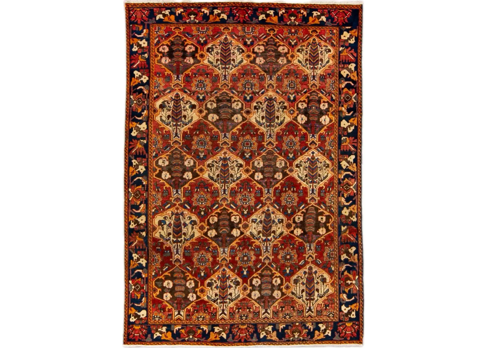 Vintage Shiraz Rust Persian Wool Rug - Apadana - red - red