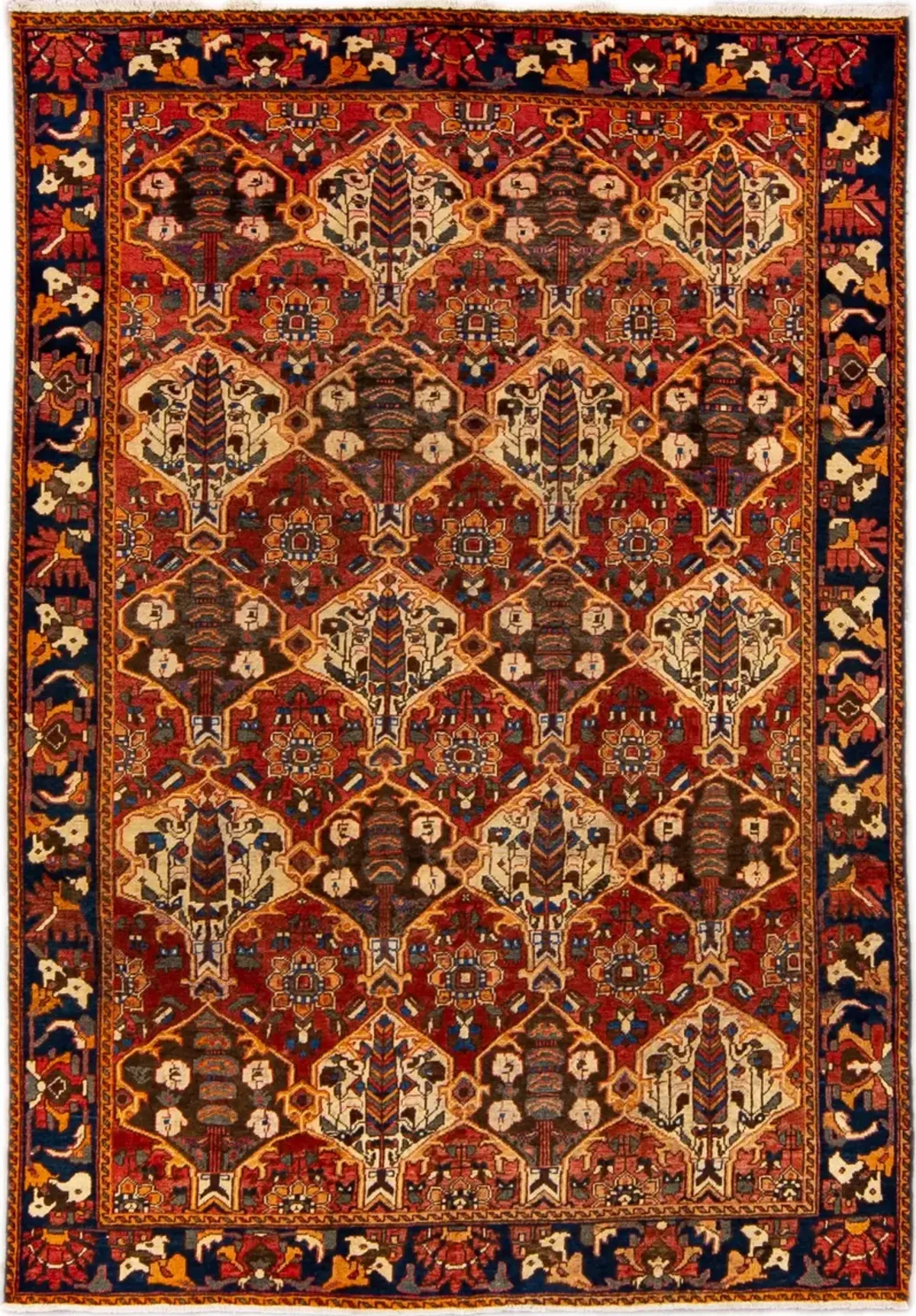 Vintage Shiraz Rust Persian Wool Rug - Apadana - red - red