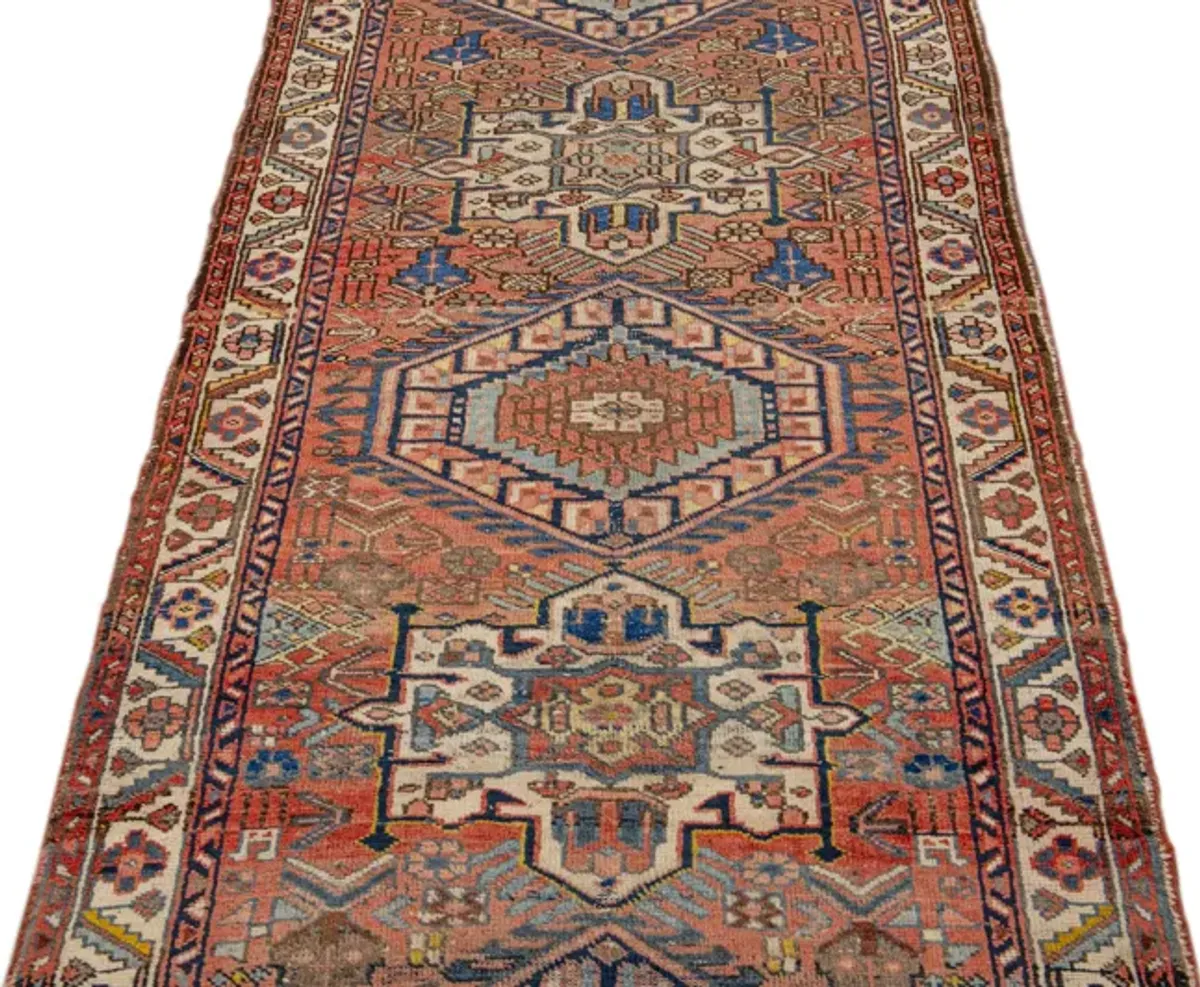 Heriz Rust Persian Wool Rug - Apadana - Red - Red