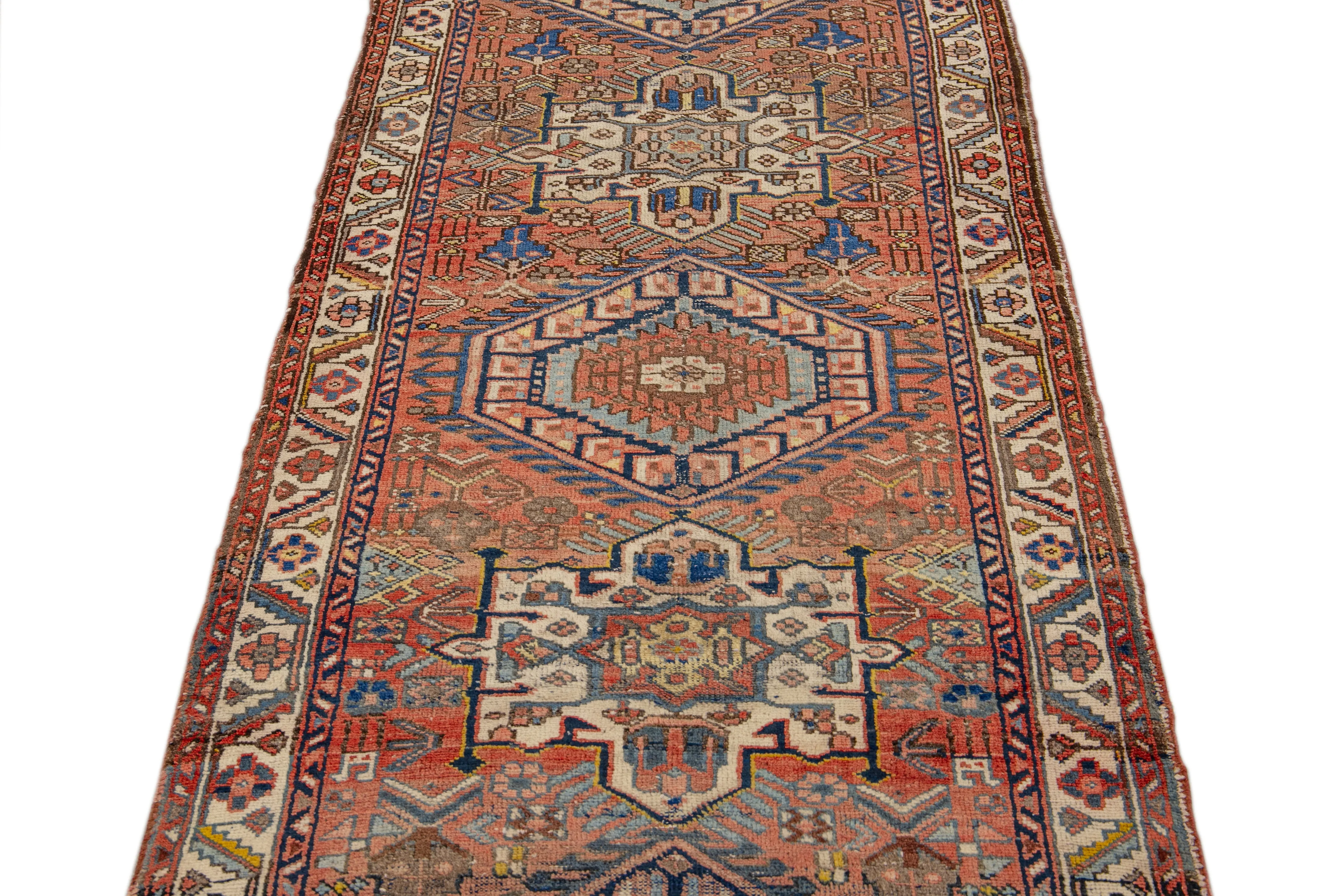 Heriz Rust Persian Wool Rug - Apadana - Red - Red