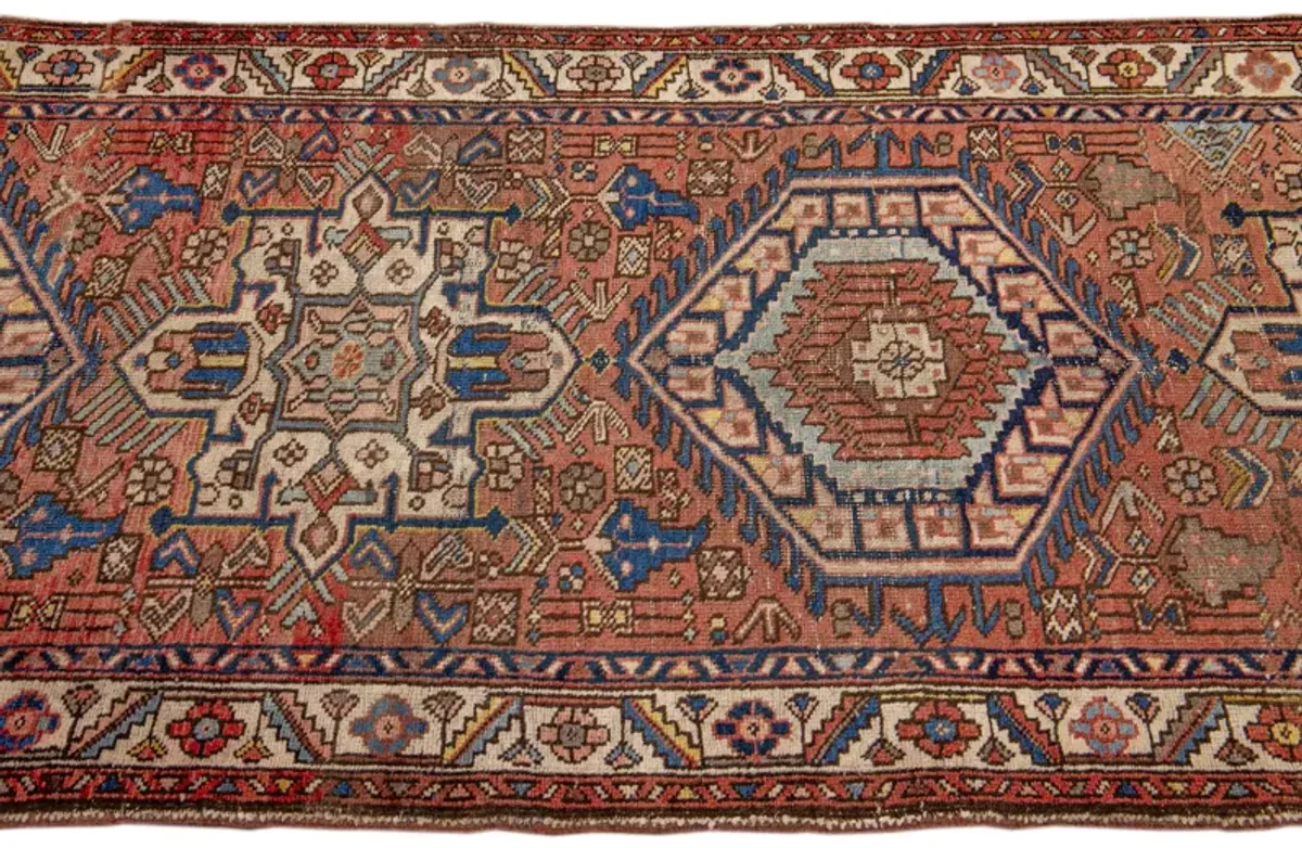 Heriz Rust Persian Wool Rug - Apadana - Red - Red