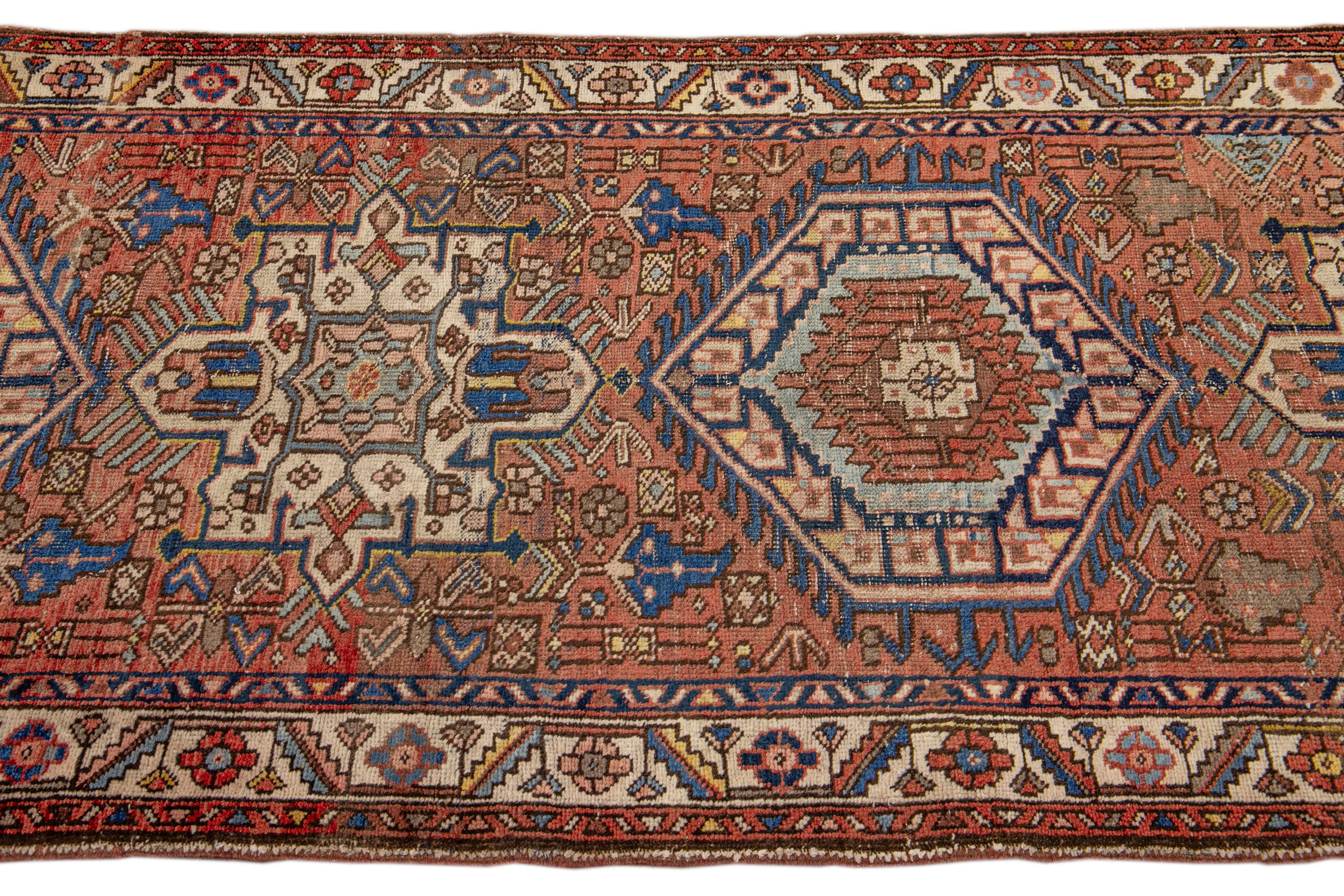 Heriz Rust Persian Wool Rug - Apadana - Red - Red