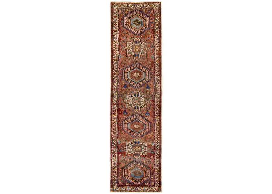 Heriz Rust Persian Wool Rug - Apadana - Red - Red