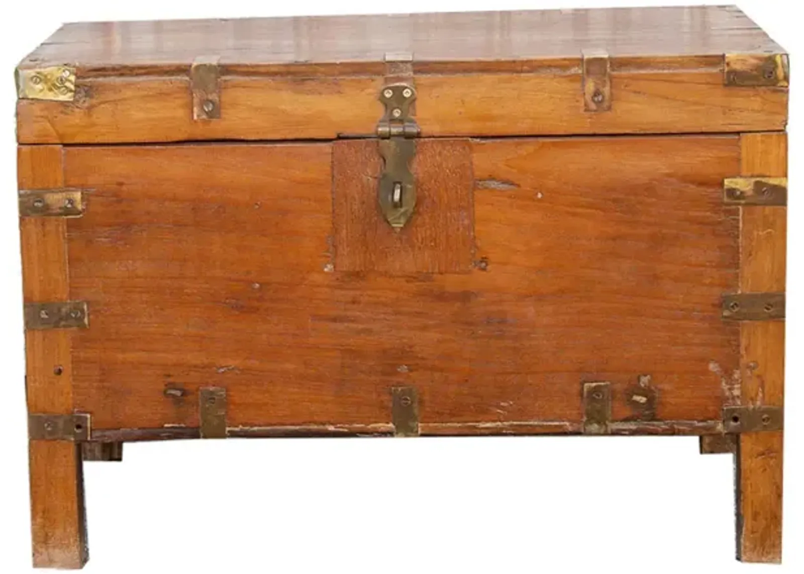 Mid-Century Teak & Brass Colonial Box - de-cor - Brown