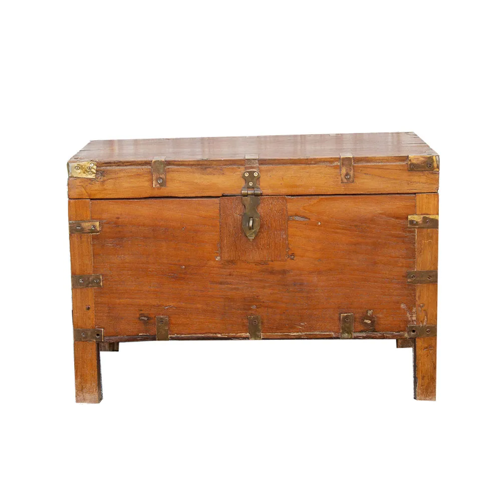 Mid-Century Teak & Brass Colonial Box - de-cor - Brown