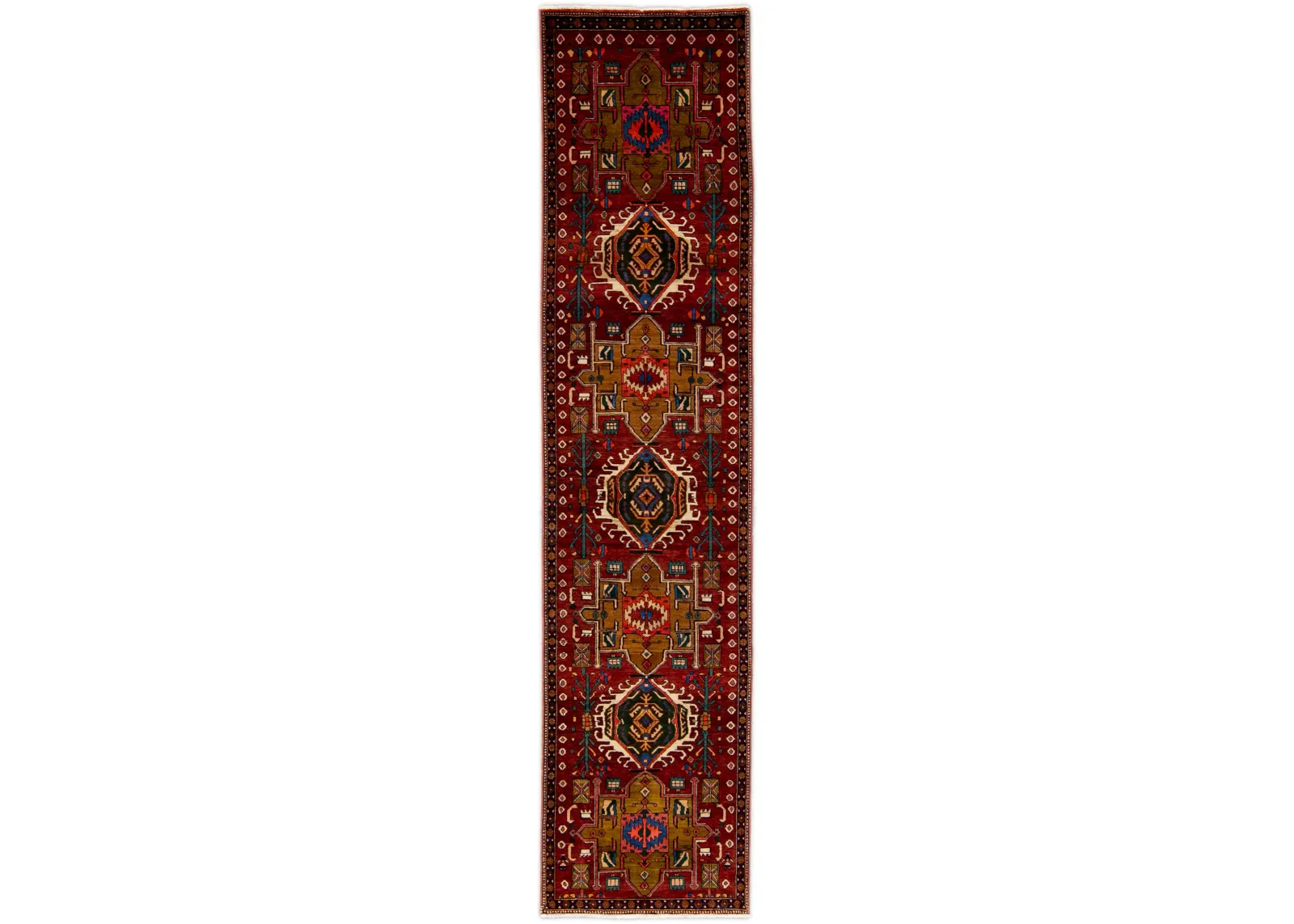 Red Vintage Heriz Persian Wool Rug - Apadana - Red