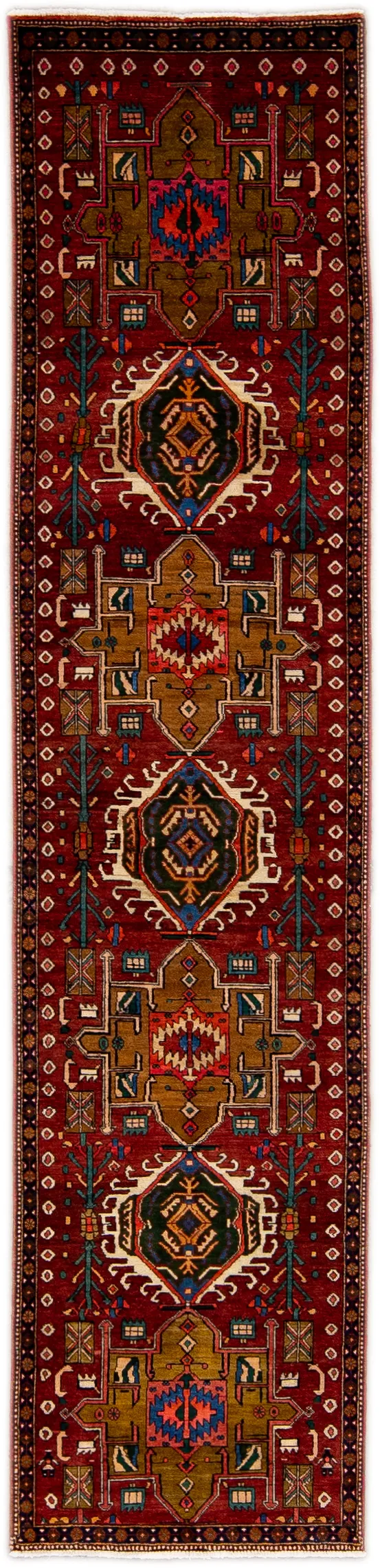 Red Vintage Heriz Persian Wool Rug - Apadana - Red