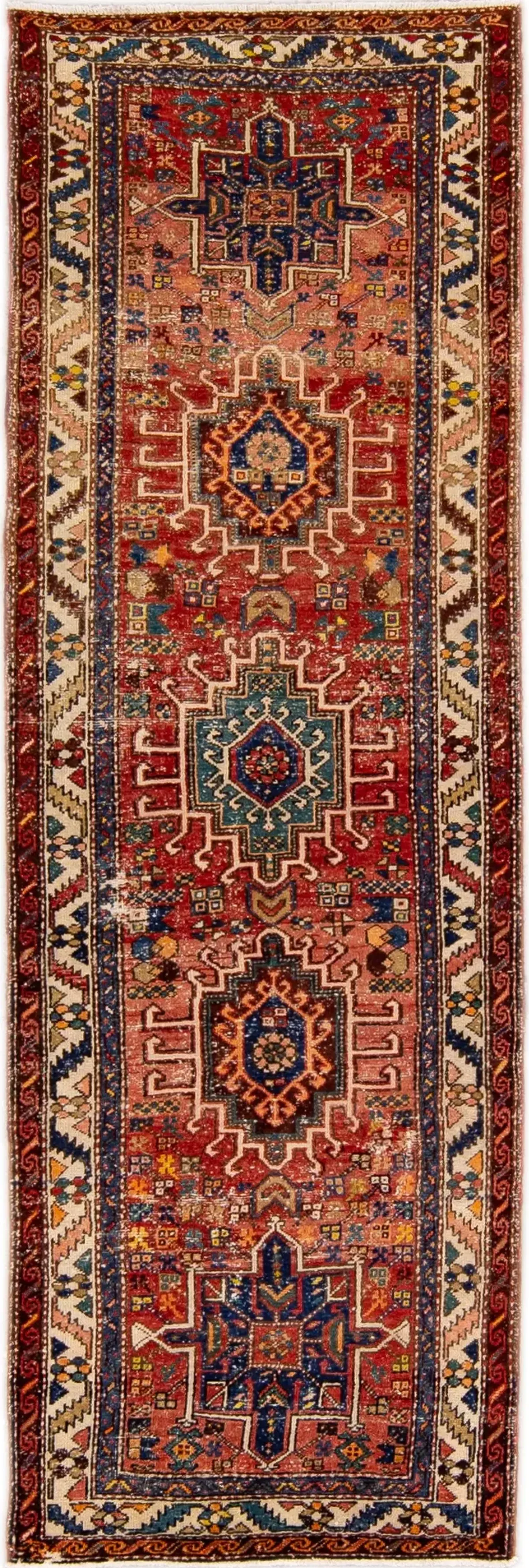 Red Vintage Heriz Persian Wool Rug - Apadana - Red