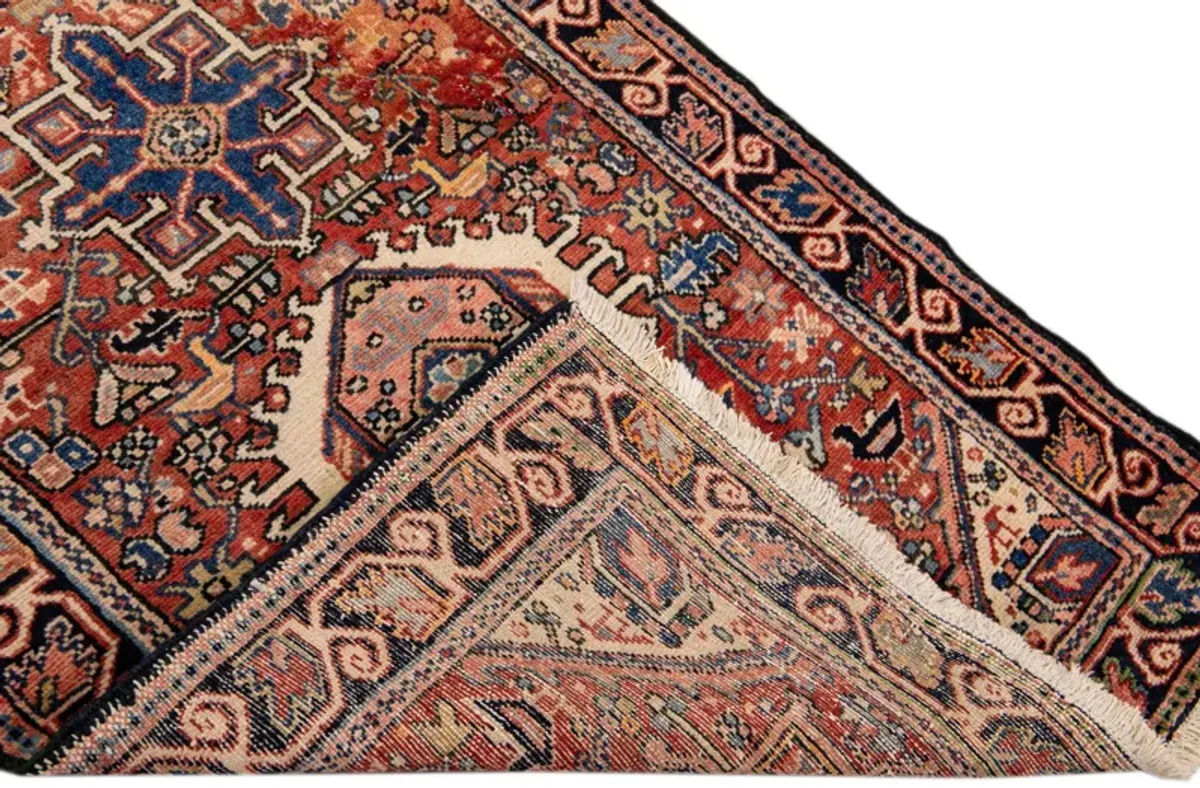 Heriz Rust Persian Wool Rug - Apadana - Red - Red