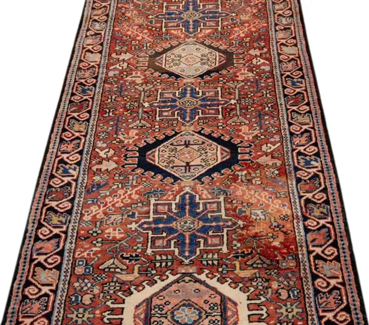 Heriz Rust Persian Wool Rug - Apadana - Red - Red